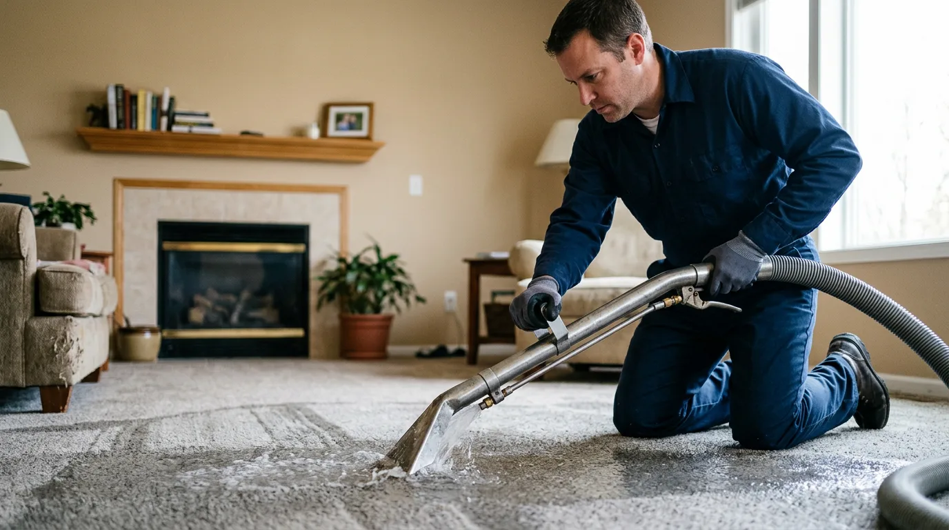 Water damage restoration technician working near Goreville, IL
